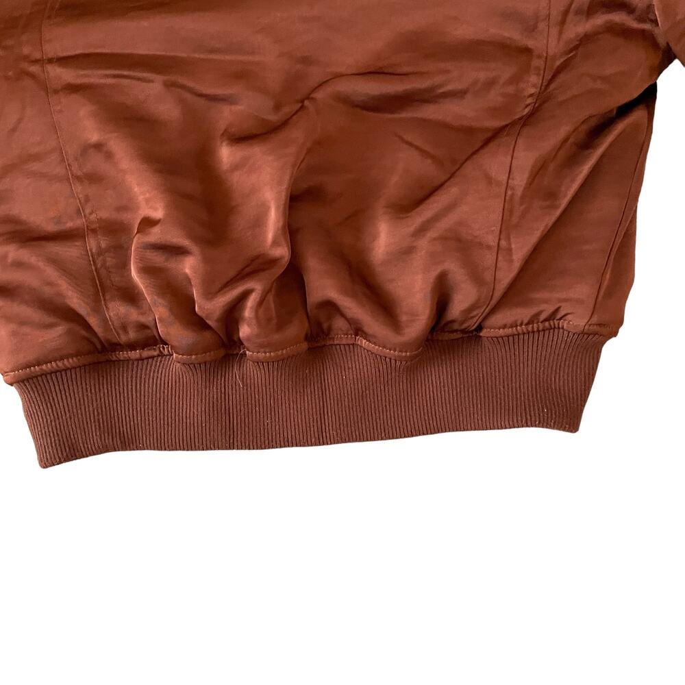 HOUSE OF HARLOW 1960 Women's Satin Zip Up Bomber Jacket Size M Copper Brown NEW - Picture 9 of 16